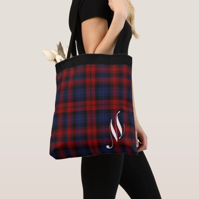 Colourful Clan MacLachlan Plaid Monogrammed Tote Bag (Close Up)