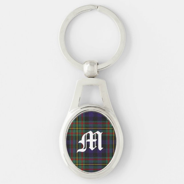 Colourful Clan MacLellan Plaid Monogram Key Chain (Front)