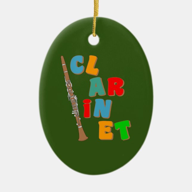 Colourful Clarinet Ceramic Tree Decoration (Front)