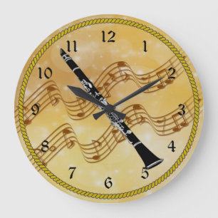 Colourful Clarinet Design Large Clock