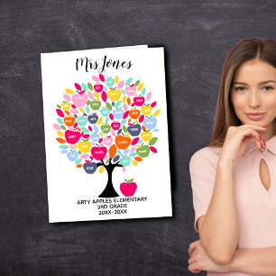 Colourful Class Names Teacher Thank You Apple Tree Card