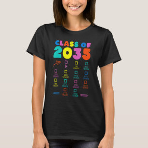 Colourful Class Of 2035 Grow With Me Checklist Gra T-Shirt