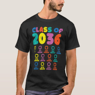 Colourful Class Of 2036 Checklist Kindergarten Gro T-Shirt