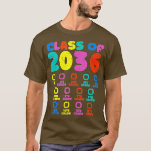 Colourful Class Of 2036 Grow With Me Checklist Gra T-Shirt