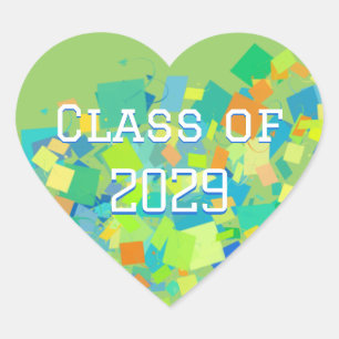 Colourful Class of Graduation Heart Stickers