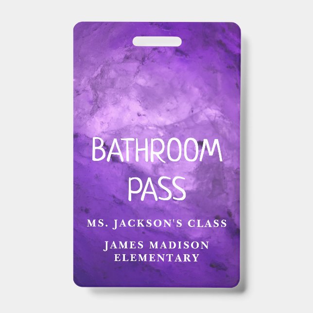 Colourful Classic Back To School Bathroom Hall Pas ID Badge (Front)