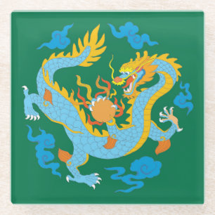 Colourful Classic Chinese Dragon Glass Coaster