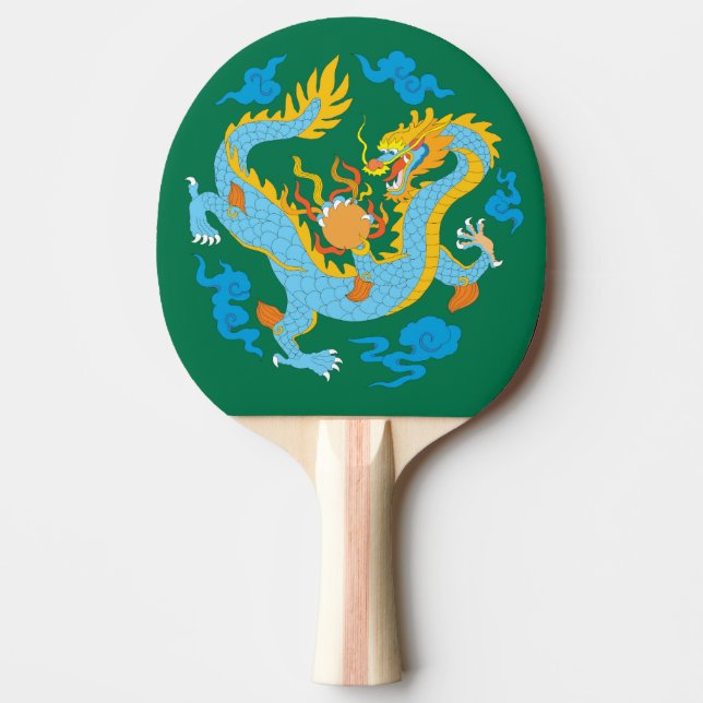 Colourful Classic Chinese Dragon Ping Pong Paddle (Front)