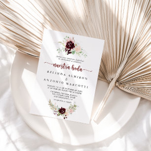 Colourful Classic Floral Nuestra Boda Wedding Invitation