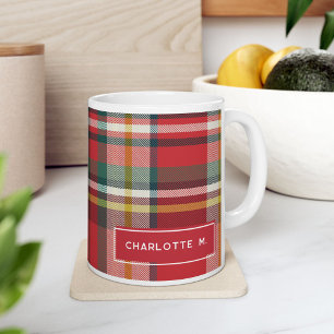 Colourful Classic Personalised Plaid Coffee Mug