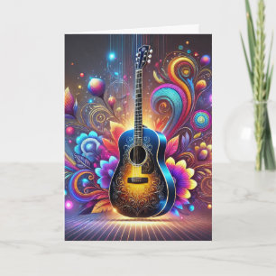 Colourful Classical Guitar Birthday Card