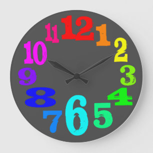 colourful clock numbers against grey background