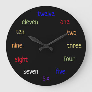 Colourful Clock Numbers in Writing