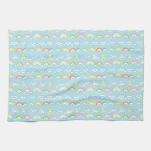 Colourful Cloud and Rainbow Seamless Tea Towel
