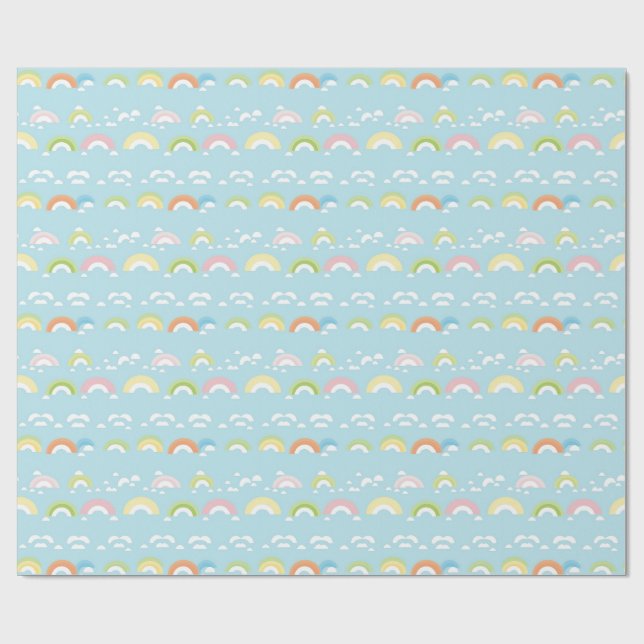 Colourful Cloud and Rainbow Seamless Wrapping Paper (Flat)