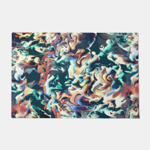Colourful clouds carved in shades of blue and brow doormat