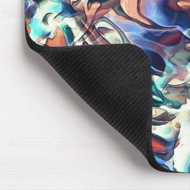 Colourful clouds carved in shades of blue and brow mouse mat (Corner)