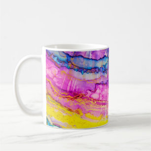 Colourful clouds macro, ink splatter. coffee mug