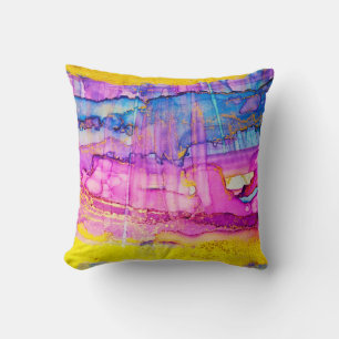 Colourful clouds macro, ink splatter. cushion
