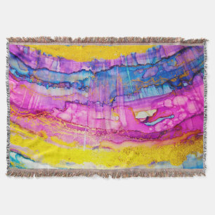 Colourful clouds macro, ink splatter. throw blanket