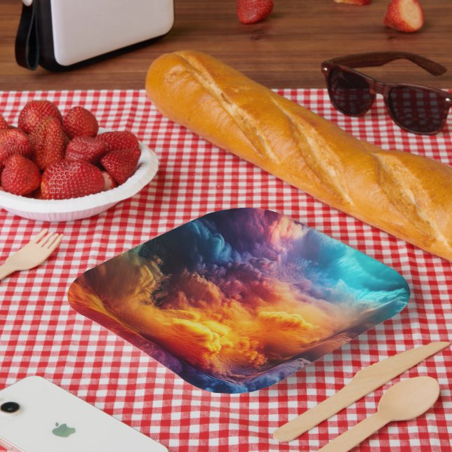 Colourful Clouds Paper Plate (Picnic)