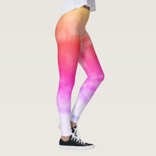 Colourful Clouds Pink Purple Yellow White Leggings