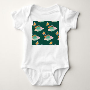 Colourful Clouds Rainbows Seamless Pattern Baby Bodysuit