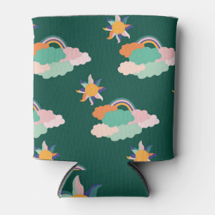 Colourful Clouds Rainbows Seamless Pattern Can Cooler
