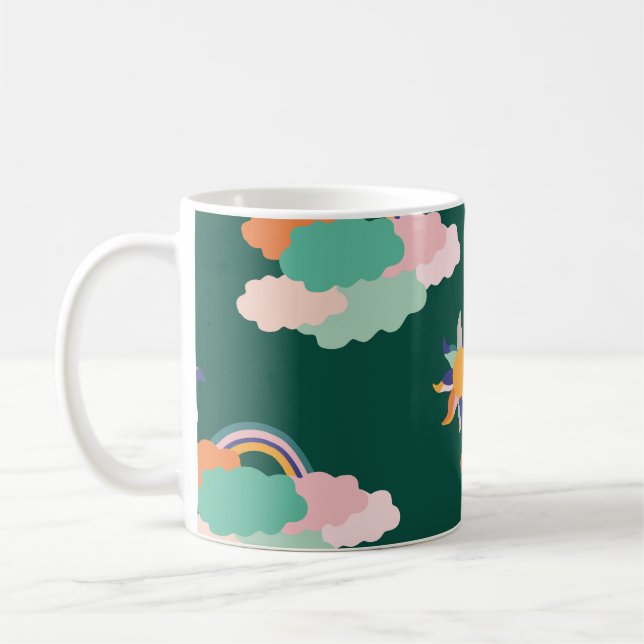 Colourful Clouds Rainbows Seamless Pattern Coffee Mug (Left)