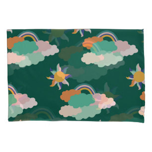 Colourful Clouds Rainbows Seamless Pattern Pillowcase