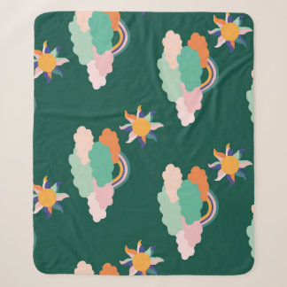 Colourful Clouds Rainbows Seamless Pattern Sherpa Blanket