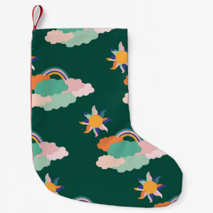 Colourful Clouds Rainbows Seamless Pattern Small Christmas Stocking