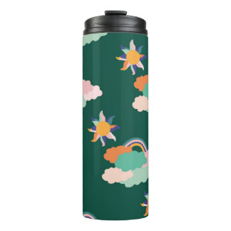 Colourful Clouds Rainbows Seamless Pattern Thermal Tumbler