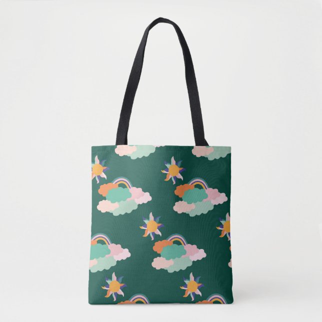 Colourful Clouds Rainbows Seamless Pattern Tote Bag (Front)