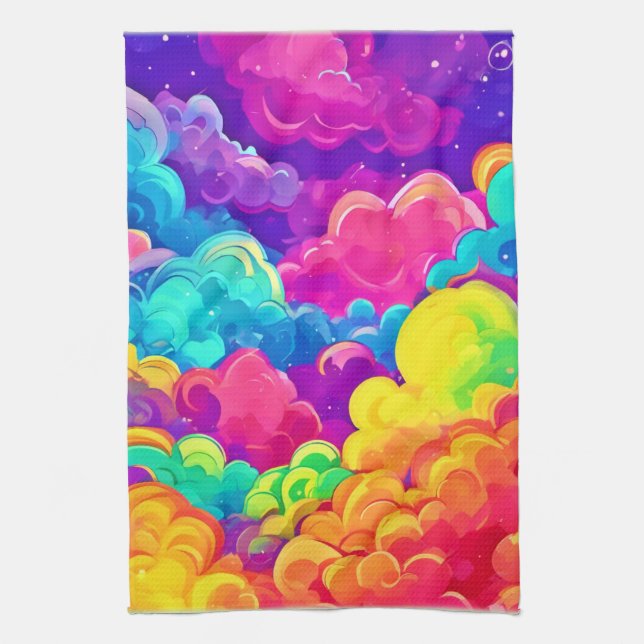 Colourful Cloudscape Art Tea Towel (Vertical)