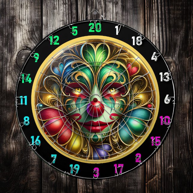 Colourful Clown Face Dartboard with Red Nose (Creator Uploaded)