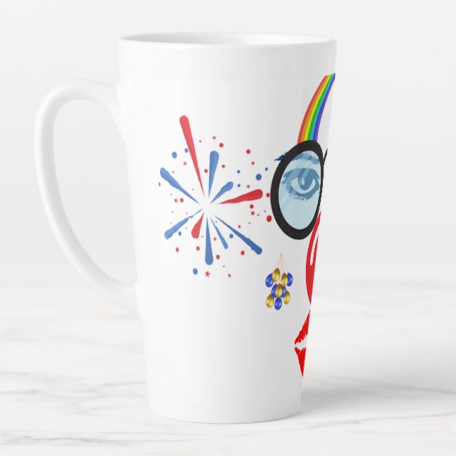 Colourful clown latte mug (Left)