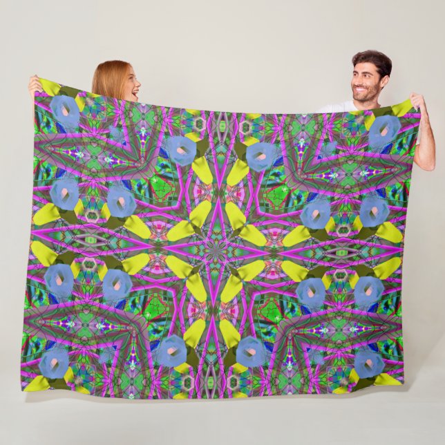 Colourful Clown Mandala Fleece Blanket (In Situ)