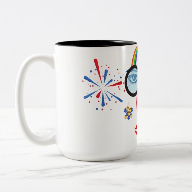 Colourful clown Two-Tone coffee mug (Left)