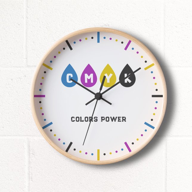 Colourful CMYK Ink Drops Clock (Colorful CMYK Ink Drops Clock)