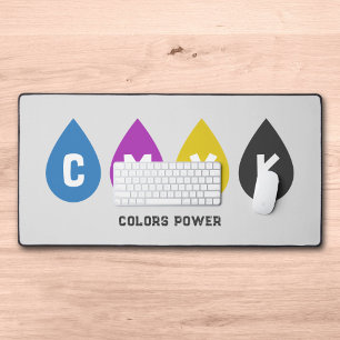 Colourful CMYK Ink Drops Desk Mat