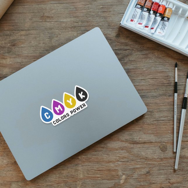 Colourful CMYK Ink Drops Sticker (Colorful CMYK Ink Drops Sticker)