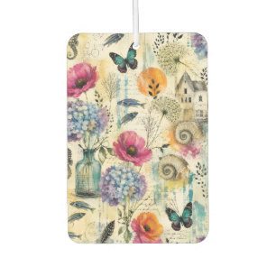 Colourful Coastal Botanical watercolor Pattern Car Air Freshener