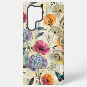 Colourful Coastal Botanical watercolor Pattern Samsung Galaxy Case