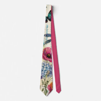 Colourful Coastal Botanical watercolor Pattern Tie