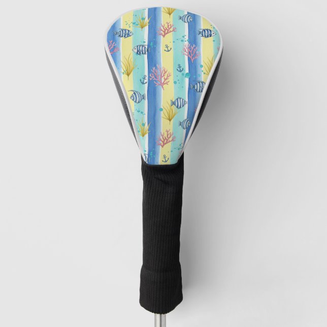 Colourful Coastal Sea Life Pattern (10) Golf Head Cover (Front)