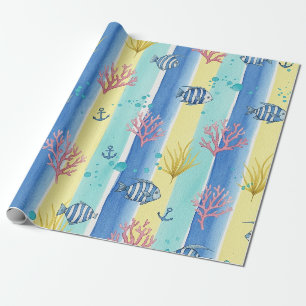 Colourful Coastal Sea Life Pattern (10) Wrapping Paper