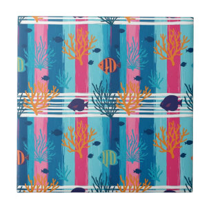 Colourful Coastal Sea Life Pattern (11) Tile