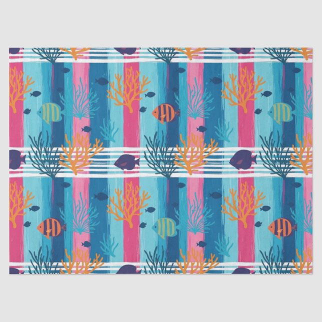 Colourful Coastal Sea Life Pattern (11) Tissue Paper (Front)