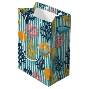 Colourful Coastal Sea Life Pattern (12) Medium Gift Bag